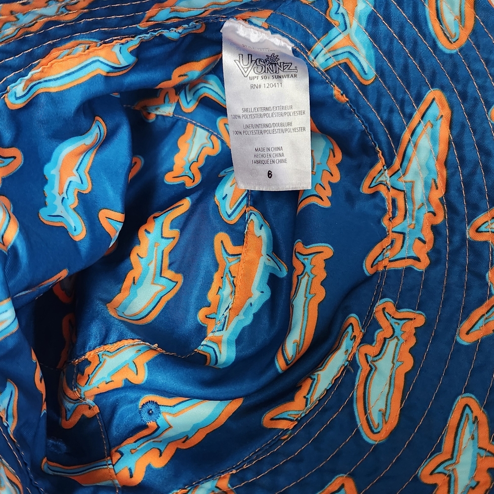 Vibrant Orange and Blue Shark Kids Rashguard Set - Picture 3 of 12